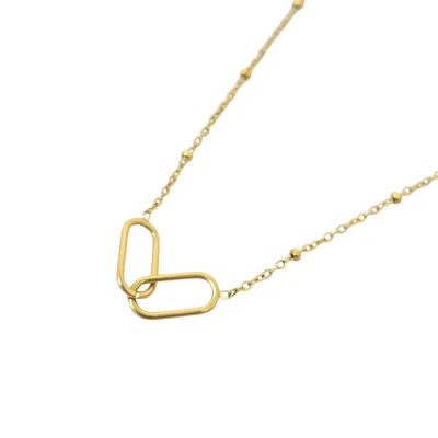 Harfi Women's Interlocking Paperclip Infinity Gold Plated Necklace