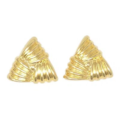 Harfi Women's Large Gold Plated Textured Triangle Earrings