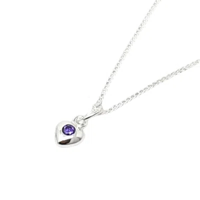 Harfi Women's Mini Amethyst February Birthstone Heart Silver Necklace