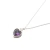 Harfi Women's Mini Heart Silver Amethyst February Birthstone Necklace In Silver