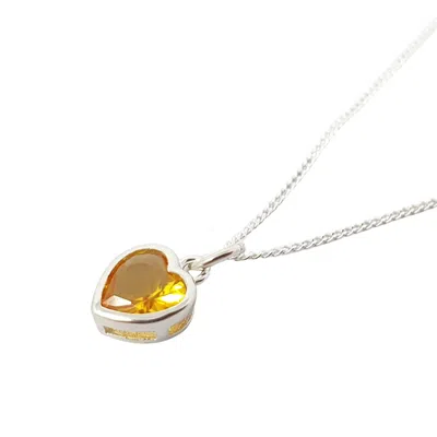 Harfi Women's Mini Heart Silver Citrine November Birthstone Necklace