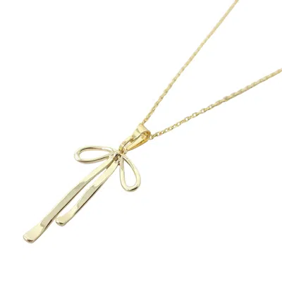 Harfi Women's Minimalist Ribbon Bow Charm Gold Plated Necklace