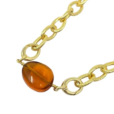 Harfi Women's Orange / Gold Citrine November Birthstone Statement Pendant Necklace