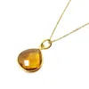 Harfi Women's Orange Gold Plated Citrine November Birthstone Necklace In Orange