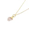 Harfi Women's Orange Raw Rose Quartz October Birthstone Gold Plated Necklace In Orange