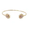 Harfi Women's Pink / Gold Rose Quartz October Birthstone Sunburst Bangle In Multi