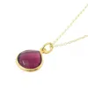 Harfi Women's Pink / Gold Ruby July Birthstone Gold Plated Pendant Charm Necklace In Multi