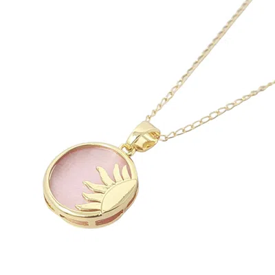 Harfi Women's Pink / Gold Sun Pendant Celestial Coin Dainty Gold Plated Necklace In Multi