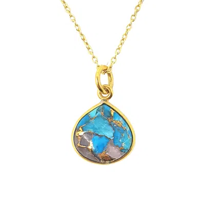 Harfi Women's Pink Gold Vermeil Plated Opal & Turquoise Gemstone Crystal Necklace
