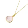 Harfi Women's Pink Gold Vermeil Plated Rose Quartz October Birthstone Pendant Necklace In Pink
