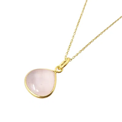 Harfi Women's Pink Gold Vermeil Plated Rose Quartz October Birthstone Pendant Necklace