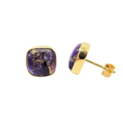 Harfi Women's Pink / Purple / Silver Amethyst February Birthstone Gold Vermeil Stud Earrings