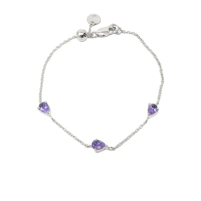 Harfi Women's Pink / Purple / Silver Amethyst February Birthstone Minimalist Sterling Silver Bracelet