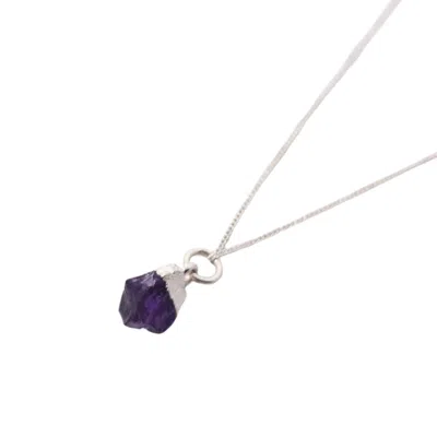 Harfi Women's Pink / Silver Sterling Silver Raw Amethyst February Birthstone Crystal Necklace In Multi