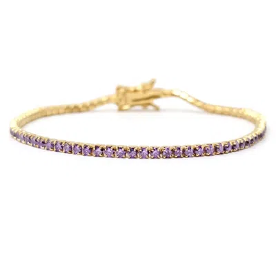 Harfi Women's Purple Alexandrite June Birthstone Gold Plated Dainty Tennis Bracelet