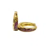 Harfi Women's Purple / Gold / Pink Tapered Magenta Purple Opal Gold Plated Hoop Earrings