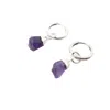 Harfi Women's Raw Amethyst February Birthstone Sterling Silver Huggies In Silver