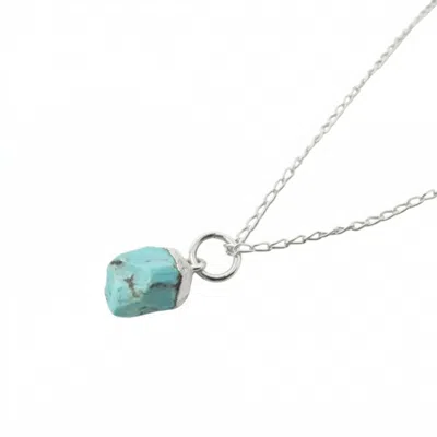 Harfi Women's Raw Turquoise December Birthstone Sterling Silver Necklace In Gray