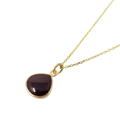 Harfi Women's Red / Gold Dark Ruby Gemstone Gold Vermeil Necklace
