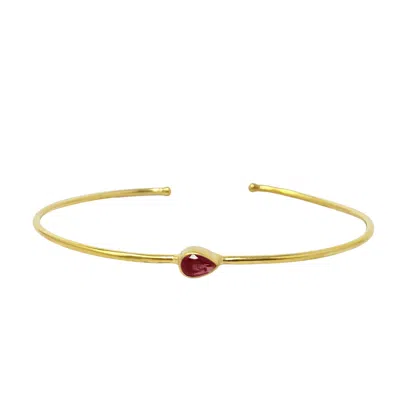 Harfi Women's Red / Gold Garnet January Birthstone Gold Plated Bangle In Multi