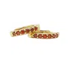 Harfi Women's Red / Gold Garnet January Birthstone Small Huggie Gold Plated Hoop Earrings In Multi