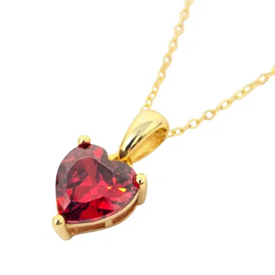 Harfi Women's Red / Gold Love Heart Garnet January Birthstone Necklace In Multi