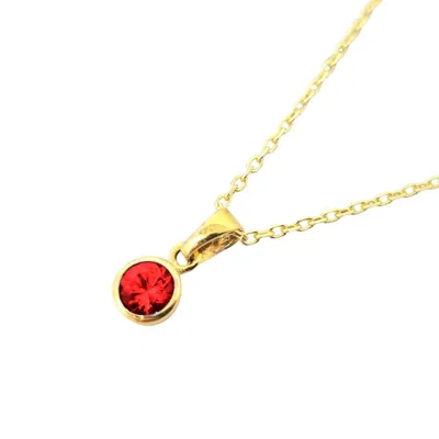Harfi Women's Red / Gold Mini Round Garnet January Birthstone Pendant Necklace