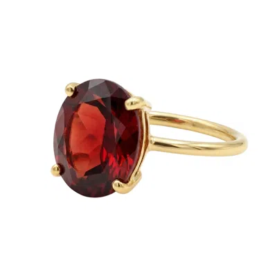 Harfi Women's Red Gold Vermeil Garnet January Birthstone Crystal  Glow Ring