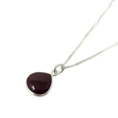 Harfi Women's Red / Silver Dark Ruby Gemstone Sterling Silver Necklace