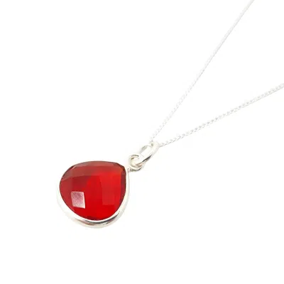 Harfi Women's Red / Silver Garnet January Birthstone Silver Pendant Necklace In Multi
