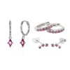 Harfi Women's Red / Silver July Birthstone Ruby Sterling Silver Earrings Gift Set For Her In Multi