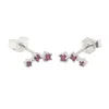 Harfi Women's Red / Silver Minimalist Ruby July Birthstone Climber Silver Earrings In Multi