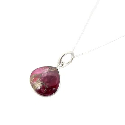 Harfi Women's Red / Silver Natural Red Garnet January Birthstone Sterling Silver Necklace In Multi