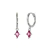Harfi Women's Red / Silver Ruby July Birthstone Silver Delicate Dangle Hoops In Multi