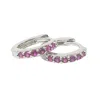 Harfi Women's Red / Silver Ruby July Birthstone Small Huggie Hoop Silver Earrings In Multi