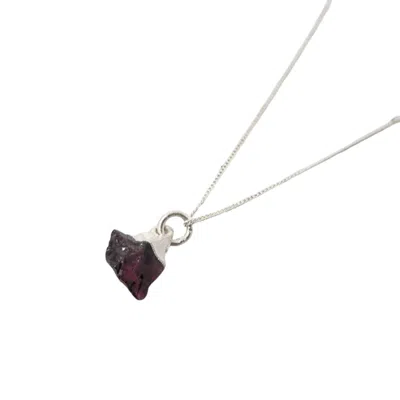 Harfi Women's Red / Silver Sterling Silver Raw Garnet January Birthstone Crystal Necklace In Multi
