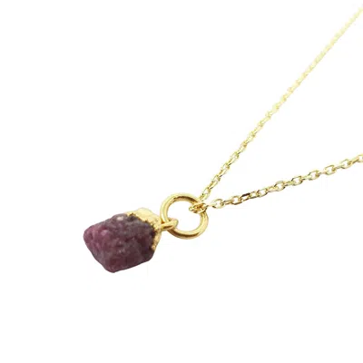 Harfi Women's Red / Yellow / Gold Raw Ruby Gold Plated July Birthstone Necklace