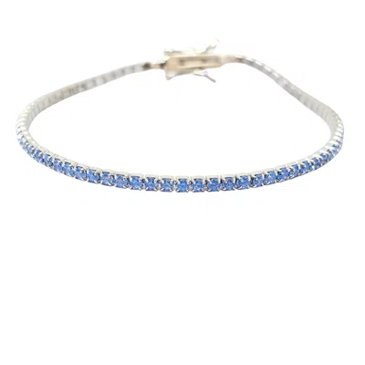 Harfi Women's Silver / Blue Blue Topaz Gemstone Silver Tennis Bracelet