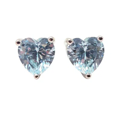Harfi Women's Silver / Blue Blue Topaz Heart Sterling Silver Stud Gemstone Earrings In Multi