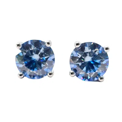 Harfi Women's Silver / Blue Blue Topaz Moissanite Crystal Sterling Silver Earrings In Multi