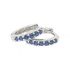 Harfi Women's Silver / Blue Sapphire September Birthstone Huggie Hoop Sterling Silver Earrings In Multi
