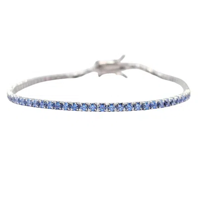Harfi Women's Silver / Blue Sterling Silver Aquamarine Gemstone Tennis Bracelet