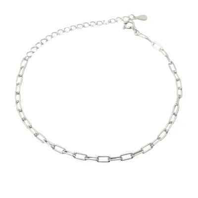 Harfi Women's Silver Everyday Paperclip Chain Stacking Bracelet