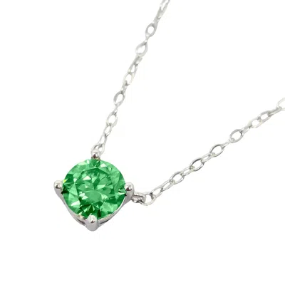 Harfi Women's Silver / Green Emerald Moissanite Crystal Sterling Silver Necklace In Multi