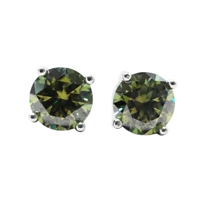 Harfi Women's Silver / Green Peridot Moissanite Crystal Sterling Silver Earrings In Multi