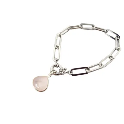 Harfi Women's Silver / Orange Sterling Silver Rose Quartz October Birthstone Crystal Bracelet In Multi