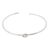 Harfi Women's Silver / Pink Minimalist Sterling Silver Rose Quartz October Birthstone Bangle Bracelet In Multi