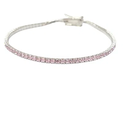 Harfi Women's Silver / Pink Pink Tourmaline Gemstone Silver Tennis Bracelet