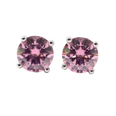 Harfi Women's Silver / Pink Pink Tourmaline Moissanite Crystal Sterling Silver Earrings In Multi