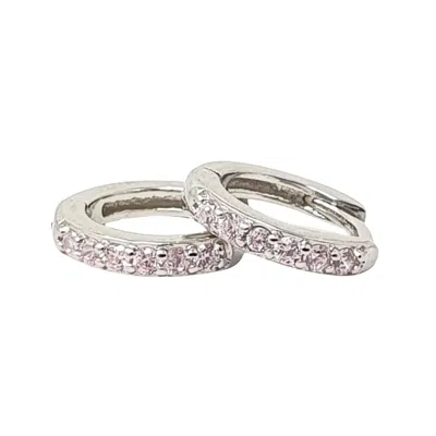 Harfi Women's Silver / Pink Pink Tourmaline October Birthstone Small Silver Huggies In Multi